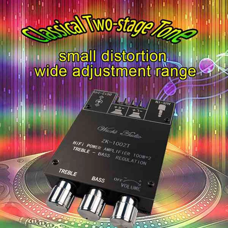 

ZK-1002T TI TPA3116D2 Bluetooth 5.0 Subwoofer Amplifier Board 2X100W 2.0 Channel Audio Stereo Amplifier Board US Plug
