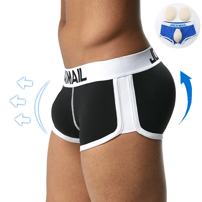 jockmail sexy push up cup paded men underwear for big penis and Buttocks big hips enhancement Gay underwear 3 removable pads