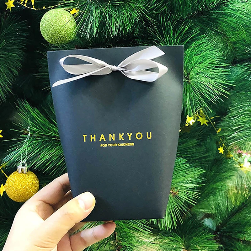 Высококлассный черный белый бронзирующий мешок для конфет французский спасибо