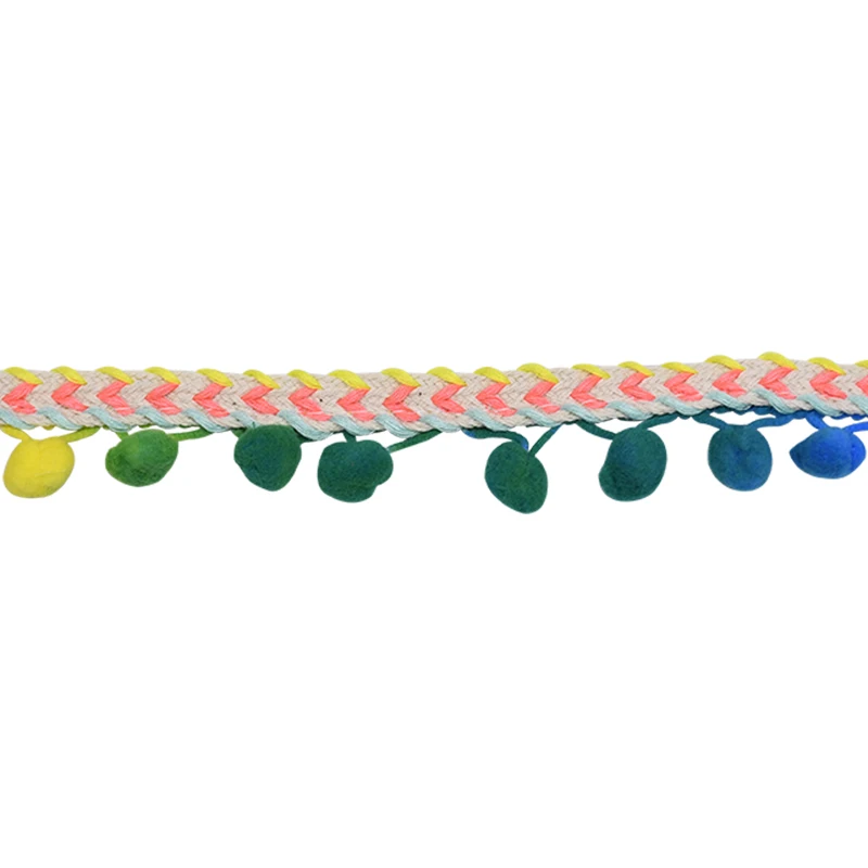 Lace Fabric 3Yards 1.3cm Tassel Ball Fringe Ribbons DIY Material Apparel Sewing Accessories Pompom Trim Pom Pom Home Decorations