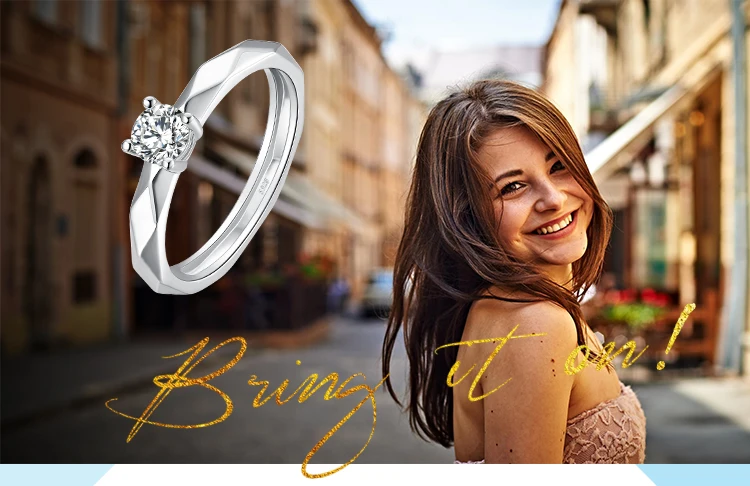 JewelryPalace многоугольные 0.6ct кубического циркония кольцо 925 пробы серебро обещание Юбилей Solitaire Обручение кольца Для женщин