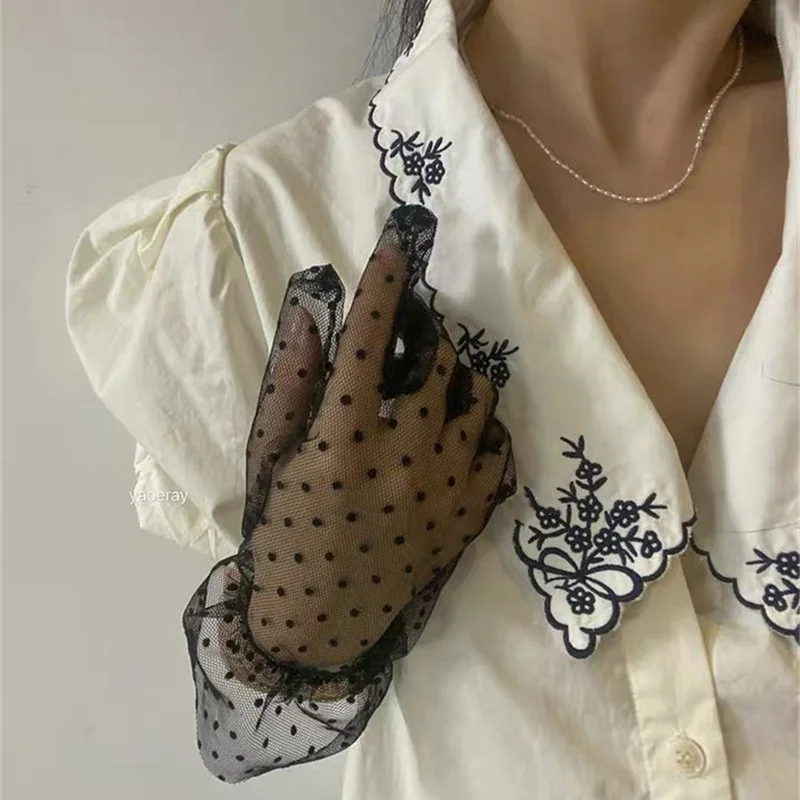 Женские кружевные короткие перчатки летние Mesh Gauze/Ультра тонкие для женщин в