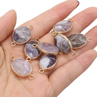 elegant natural stone amethysts pendants faceted gold plated connectors for jewelry making diy necklace bracelet gifts