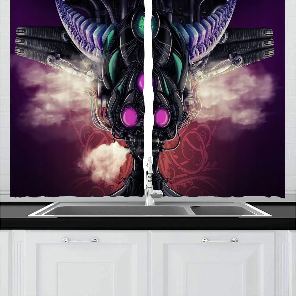 Череп ужас Шторы s плотные комната удобные занавески мультфильм Серый Ванная