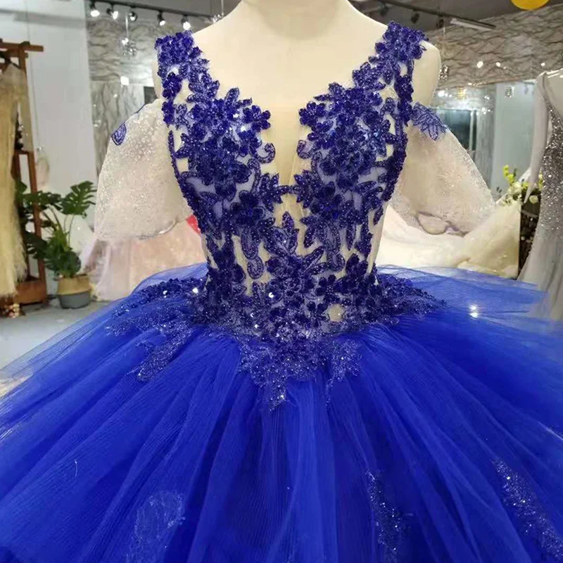 Синее вечернее платье с v образным вырезом без рукавов|Вечерние платья| |