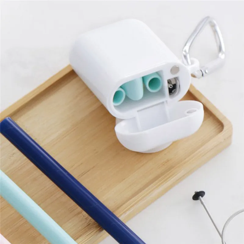 

Reusable Food Grade Silicone Straw Outdoor Portable Foldable Drinking Straw With PP Luxury and Cleaning Brush Coffee Creative