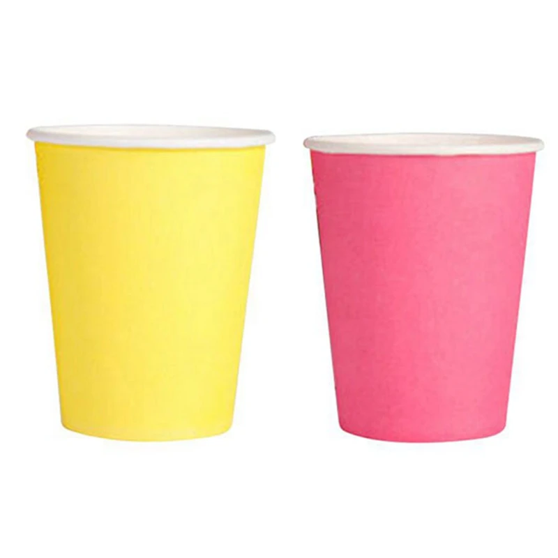 

40 бумажных стаканчиков (9 унций)-простые однотонные зеркальные чашки (желтые и розовые)