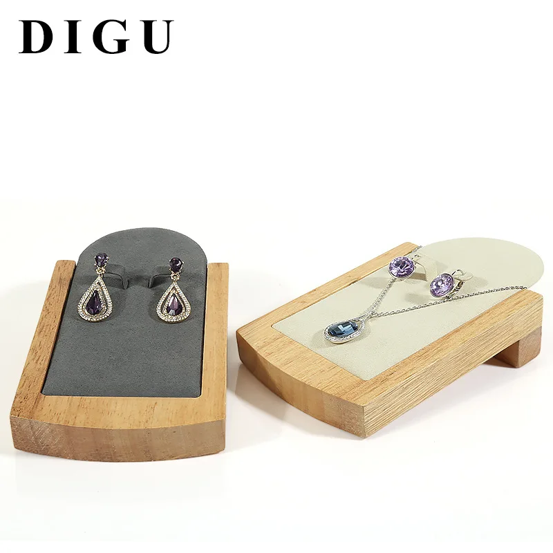Creative solid wood grain necklace shelf jewelry display props pendant necklace jewelry pendant props earring display stand