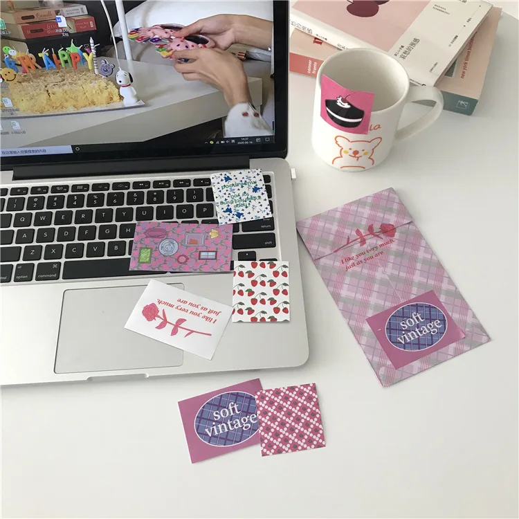 Набор креативных наклеек в розовую сетку Ins 24 листа Уплотнительная наклейка на