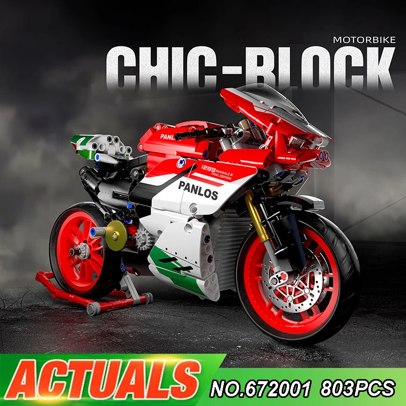 

New MOC Ducatied Kawasakied Model Building Blocks High-Tech Classic Speed Sports Motorcycle Assembly Bricks Toys for Kids Gifts