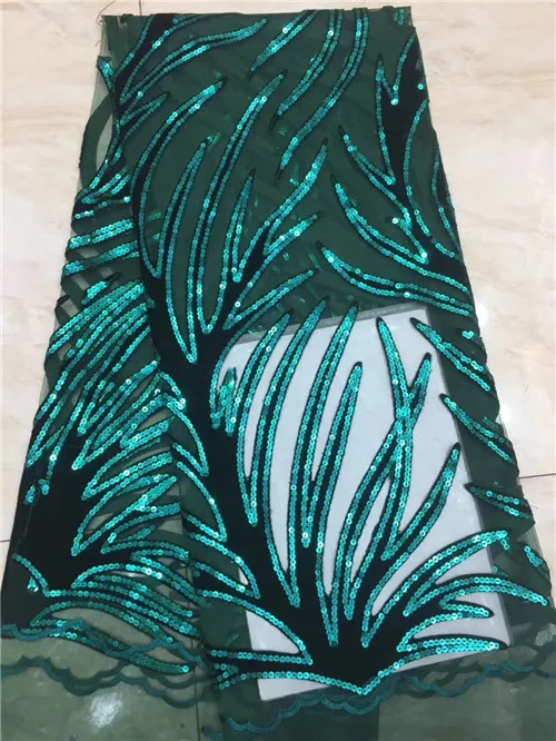 

5yards newcoming sequins velvet lace fabric good quality african velvet lace comfortable lace for dress Jiaxse081