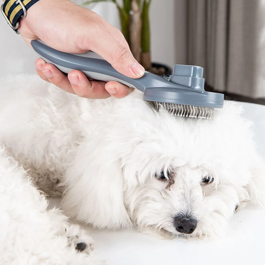 

Pets Self-Cleaning Shedding Comb plastic stainless steel Fur Remove for Cats Dogs Hair Grooming Tools