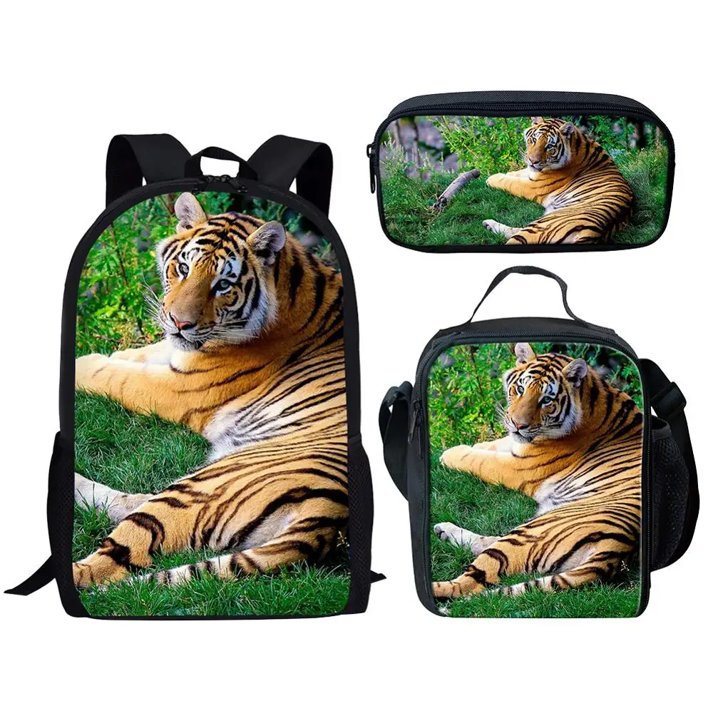 3 шт./комплект, женские рюкзаки с 3D-принтом тигра