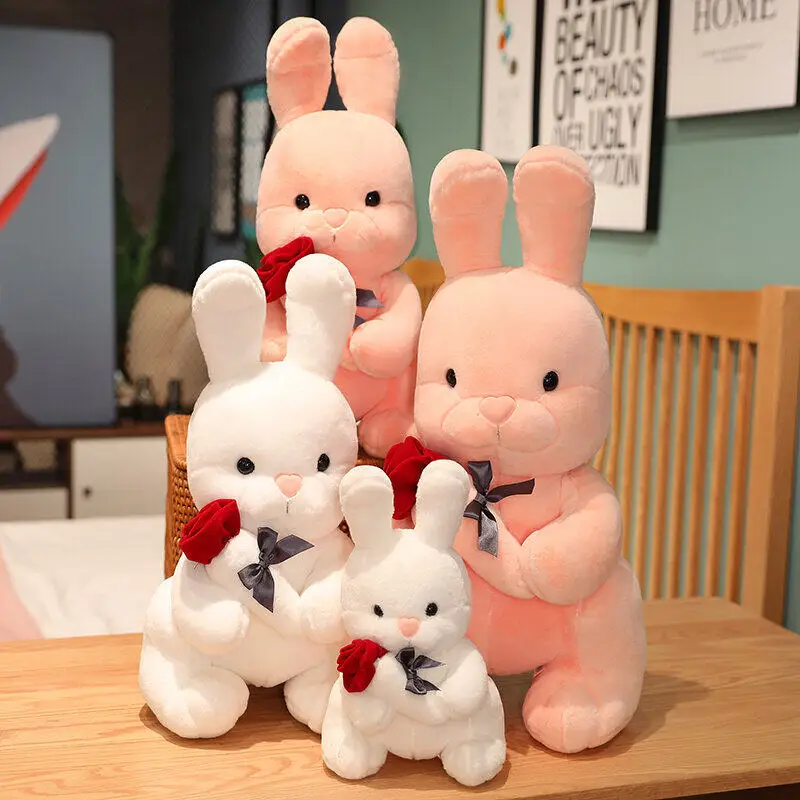 

30-60cm Lovely Rose Rabbit Plush Toy Cute Cartoon Rabbit Doll Soft Stuffed Animal Bunny Pillow Christmas Gift for Lover Kids Toy