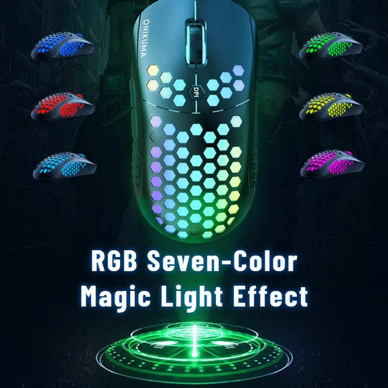 onikuma cw903 wired gaming mouse optical usb e sports game mice 6 led breathing light rgb colors for laptop pc game free global shipping
