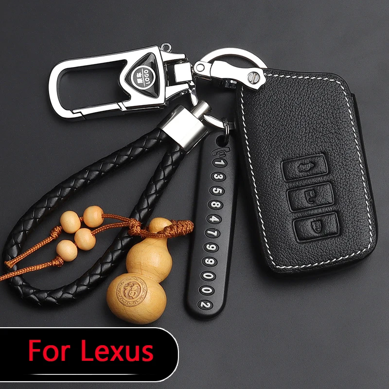 Чехол для автомобильного ключа из натуральной кожи для Lexus ES IS-C LS RX NX GS CT GX LX RC, кольцо для ключей из цинкового сплава, автомобильные аксессуар...
