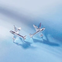 s925 silver aircraft earrings japan and south korea personalized simple traveler series earrings girlfriends gifts