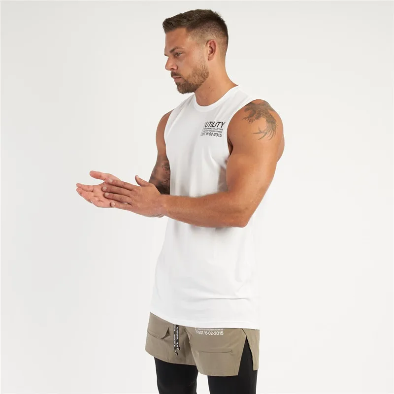 

Summer new style cotton round neck men's vest wide shoulder sleeveless fitness men's sportswear fashion bodybuilding tops