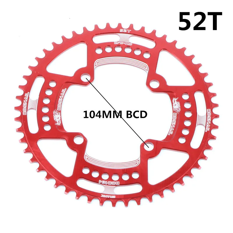 104BCD 40/42/44/50/52T горный велосипед Звездочка MTB велосипед диаметра окружности болтов(Алюминий узкая широкая цепь из колец цепь