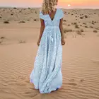 Шикарное длинное платье в горошек универсальное летнее платье макси с коротким рукавом и V-образным вырезом для вечерние летнее женское платье Новинка 2021