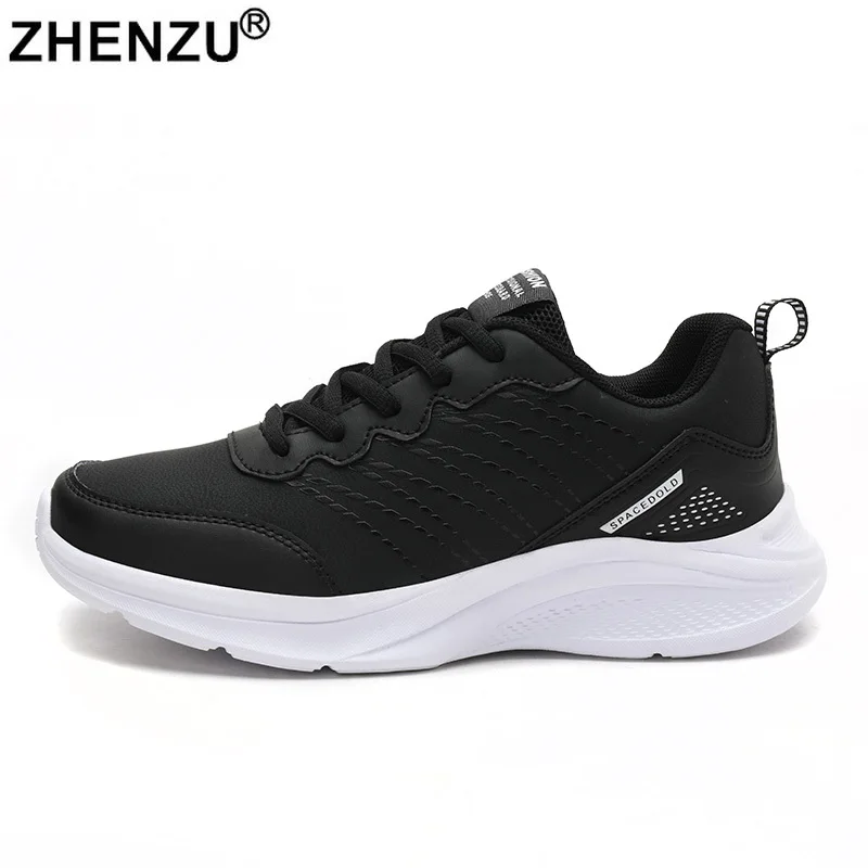 

ZHENZU New Autumn Winter Womens Walking Shoes Leather Outdoor Sports Black Sneakers Trainers zapatillas de deporte