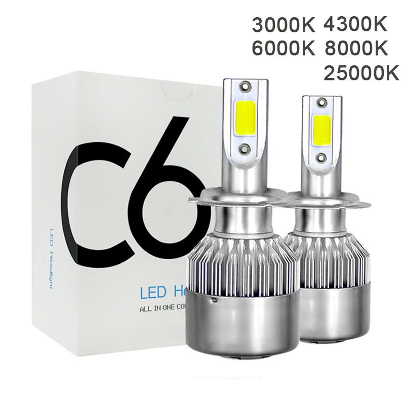 Светодиодные автолампы C6 лампы для передних фар H1 H3 H7 H4 880 H11 HB3 9005 HB4 9006 H13 цветовая