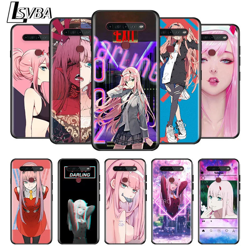 

zero two fanart cute For LG G8 V30 V35 V40 V50 V60 Q60 K40S K50S K41S K51S K61 K71 K22 K31 K42 K92 ThinQ Black Soft Phone Case