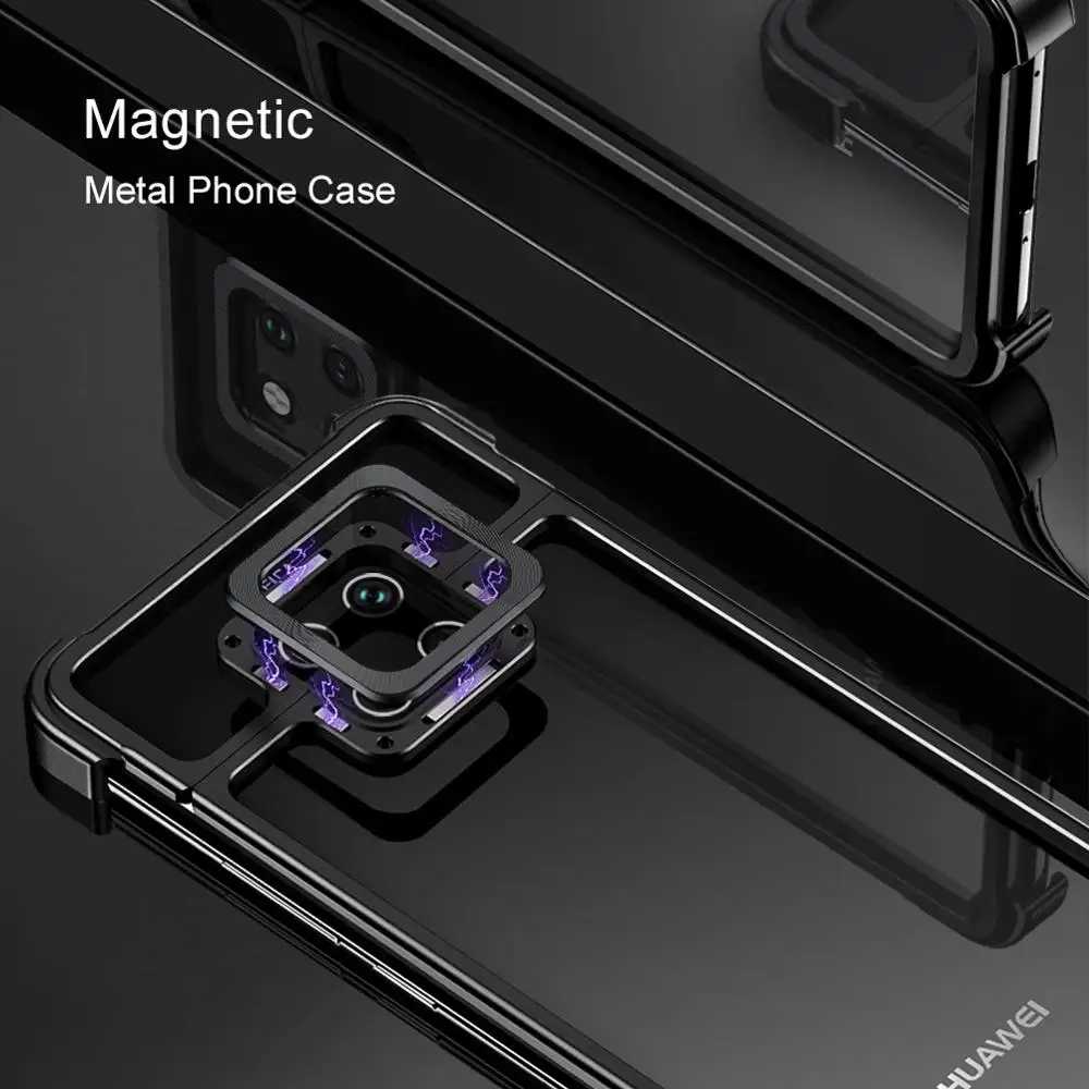 Чехол для телефона huawei mate 20 металлический каркас 30 pro магнитный притяжение голая