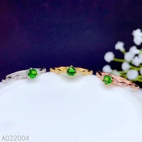 kjjeaxcmy fine jewelry 925 sterling silver inlaid natural gem gemstone diopside new female girl crystal ring support detection