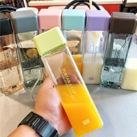 1pcs new square frosted transparent plastic portable fruit juice leak proof outdoor sport travel camping water bottle