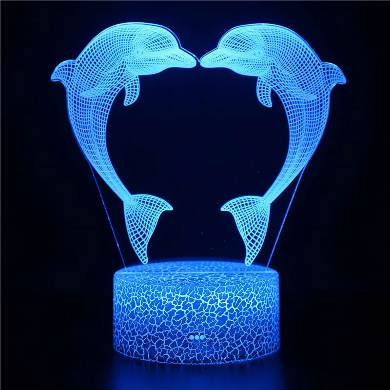 

Remote / Touch Control 3D LED Night Light LED Table Desk Lamp Dolphin LED Night Light Color Change 3D LED Light for Kids Gift 30