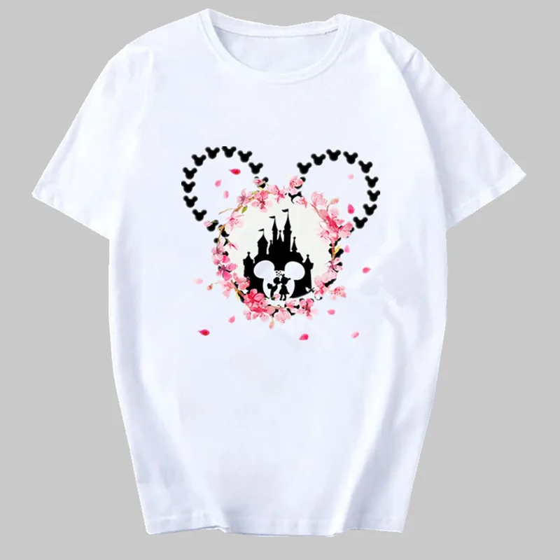 Женская футболка модная женская топ с цветочной мышью Повседневная графическим