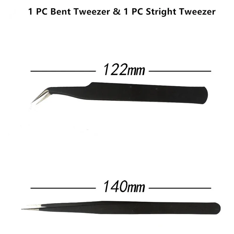 2 штуки анти статическое ОУР Нержавеющая сталь Пинцет коробка с инструментами