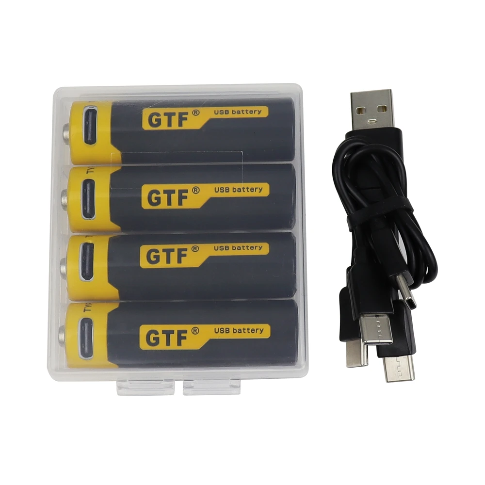 GTF 1.5V 1700mAh AA Li-ion Battery 2550mwh real capacity with USB Rechargeable Lithium Ion use Type-C cable | Электроника