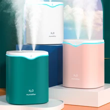 2000ML Air Humidifier USB Aroma Diffuser with LED Lamp Household Dual Nozzle Sprayer Ultrasonic Essential Oil Diffuser