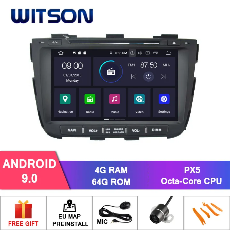 WITSON Android 9 0 IPS HD экран для KIA SORENTO 2013 автомобильный DVD радио 4 Гб RAM + 64 FLASH 8