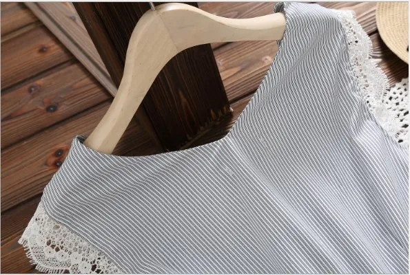 Новый школьный стиль Лето женское мини платье Полосатая туника без рукавов vestidos