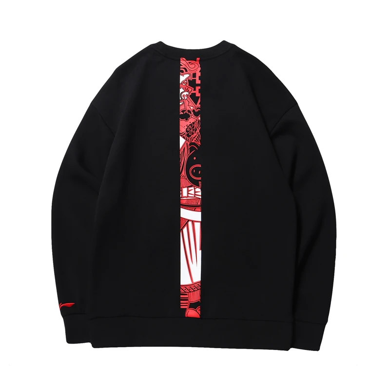 Li-Ning мужской трендовый свитер обычный крой 66% полиэстер 34% хлопок круглый вырез