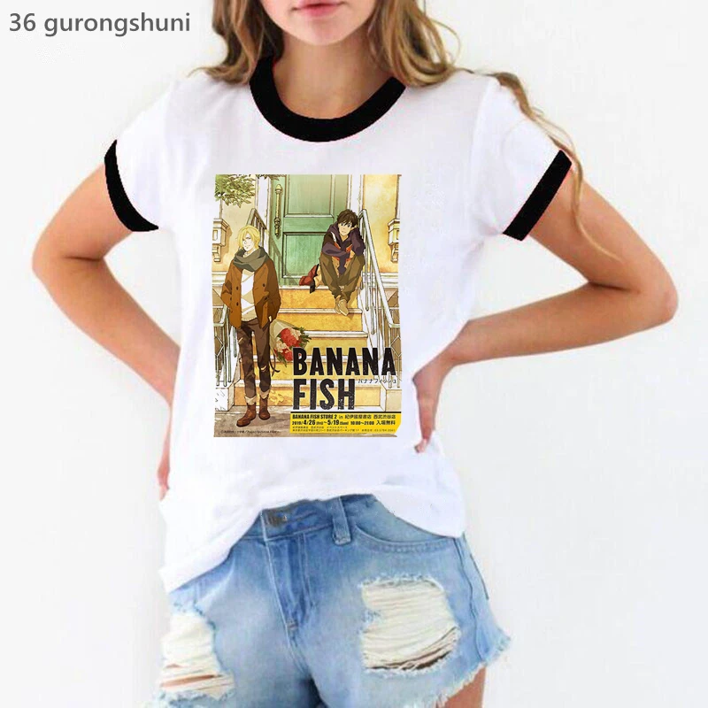 

2022 Hot Sale Funny Banana Fish Graphic Print Women Tshirts Anime Cartoon T-Shirt Femme Summer Fashion Lgbt T Shirt Female Tops