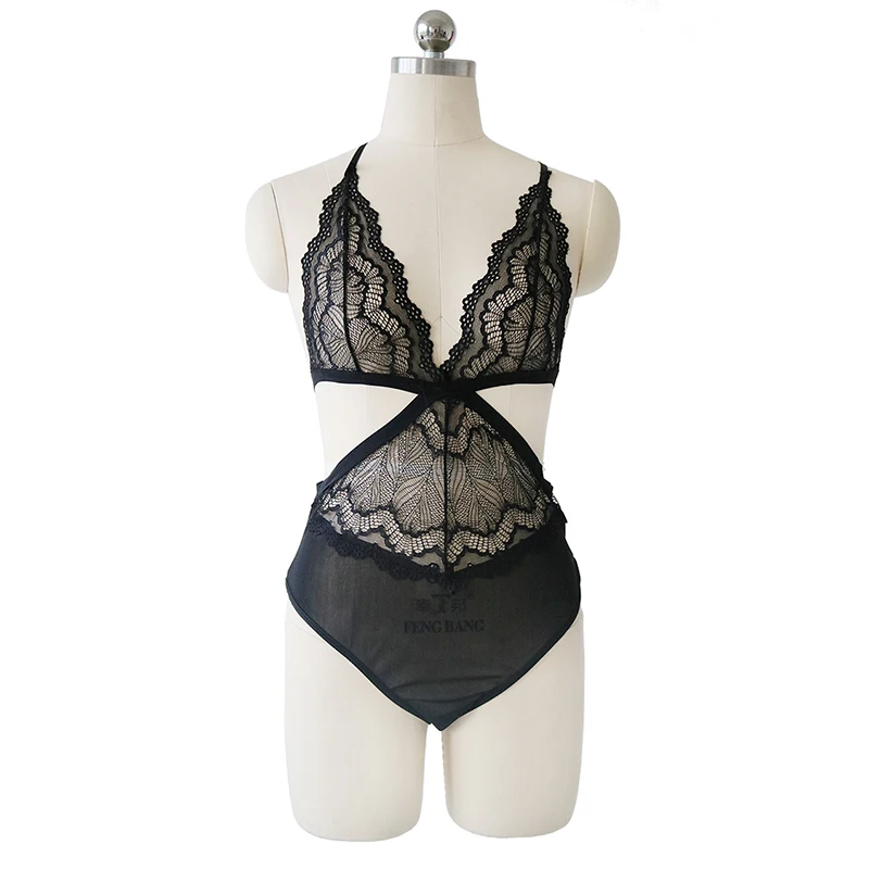 YELITE 2019 боди для фитнеса Черное Кружевное сексуальный комбинезон женский без