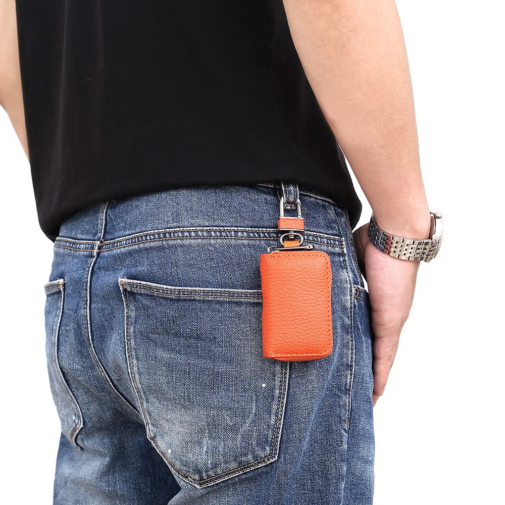 WESTCREEK Brand Genuine Leather Car Key Wallet Metal Zipper Organizer Keychain Housekeeper Cars Holder Chain | Багаж и сумки