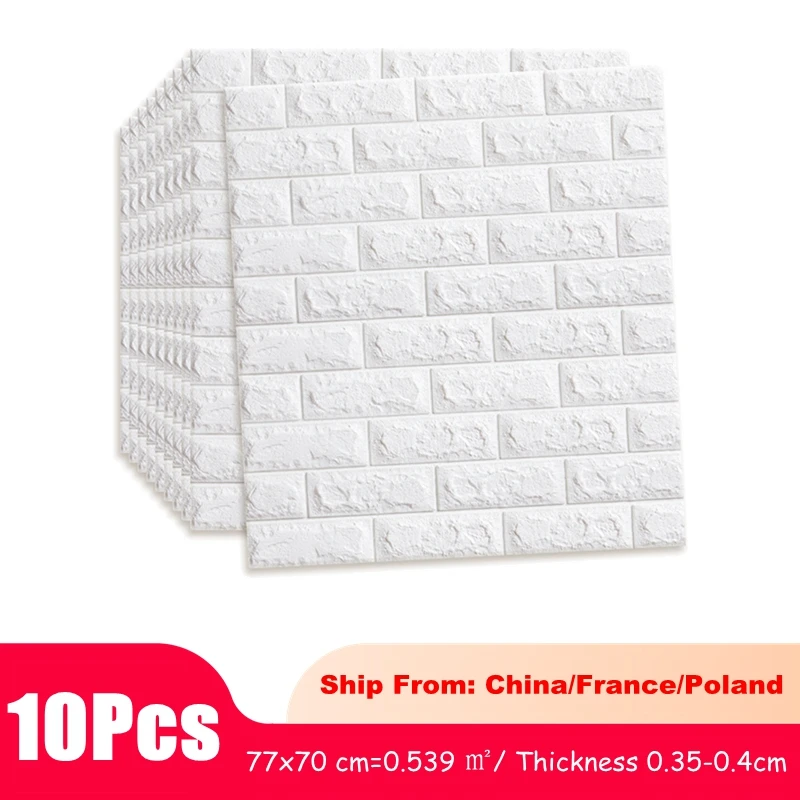 

10pc 77*70cm 3D Wall Sticker Imitation Brick Bedroom Decor Waterproof Self-adhesive Wallpaper For Living Room TV Backdrop Decor