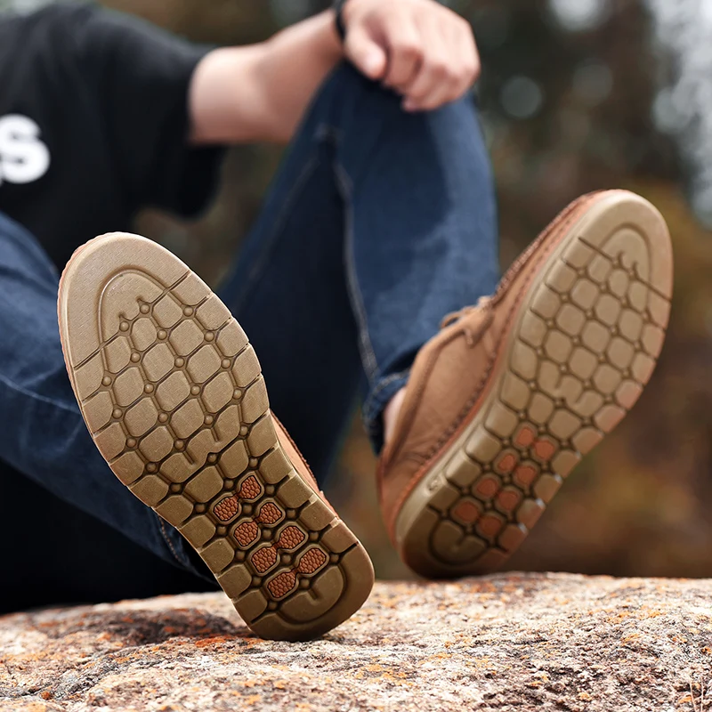 

Golden Sapling Leisure Men's Shoes Genuine Leather Soft Rubber Flats Comfortable Male Casual Shoe Retro Style Classics Footwear