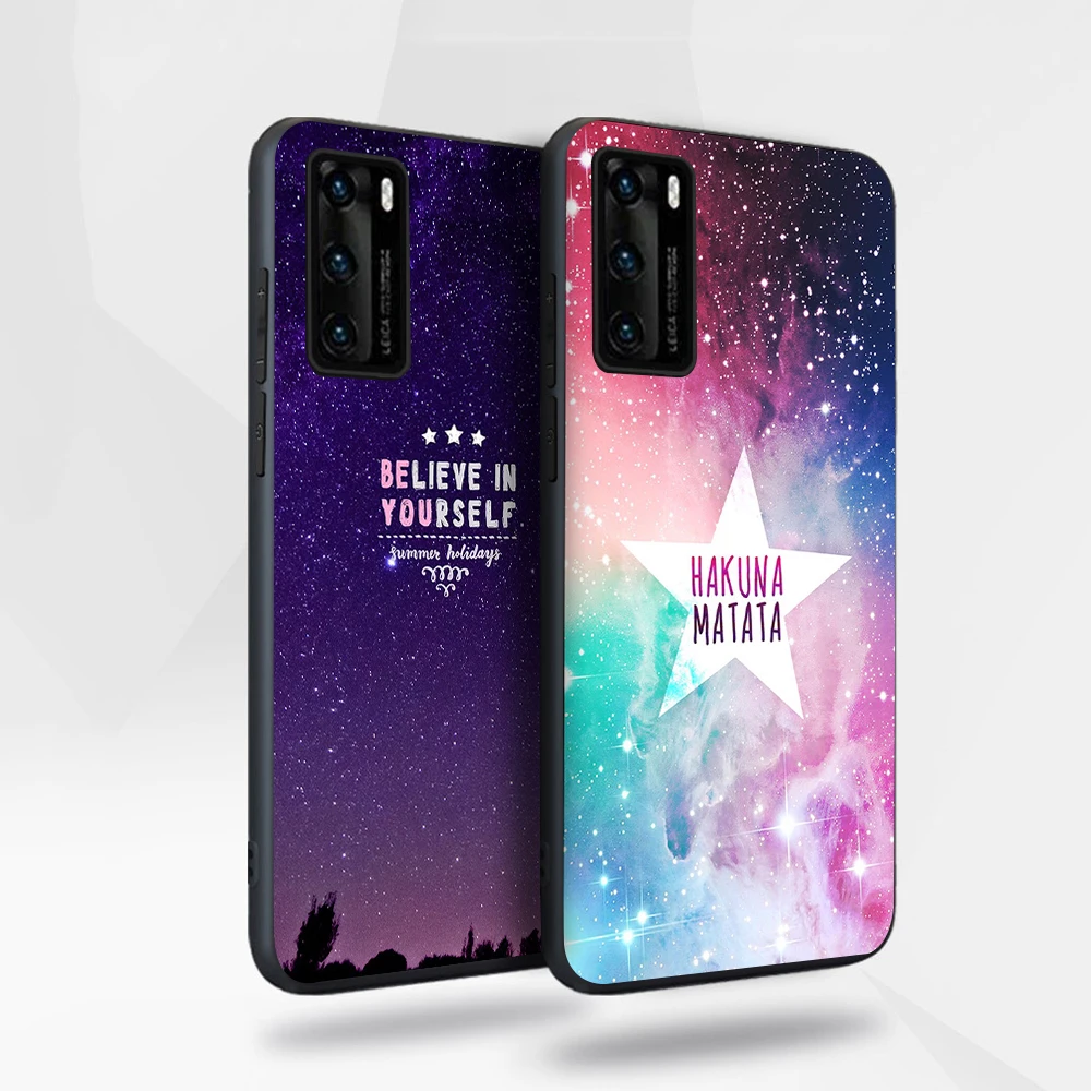

Space Starry Text Case for Huawei P40 P30 P20 Honor 30 20 10 30S Mate 40 30 20 Lite Pro P Smart Plus 2019 Soft TPU Phone Fundas