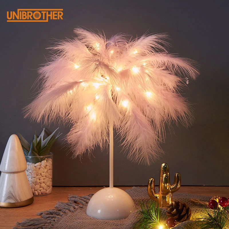 

Feather Shape Table Lamp for Home Decoration AA Battery DIY Creative Warm Fairy Light
