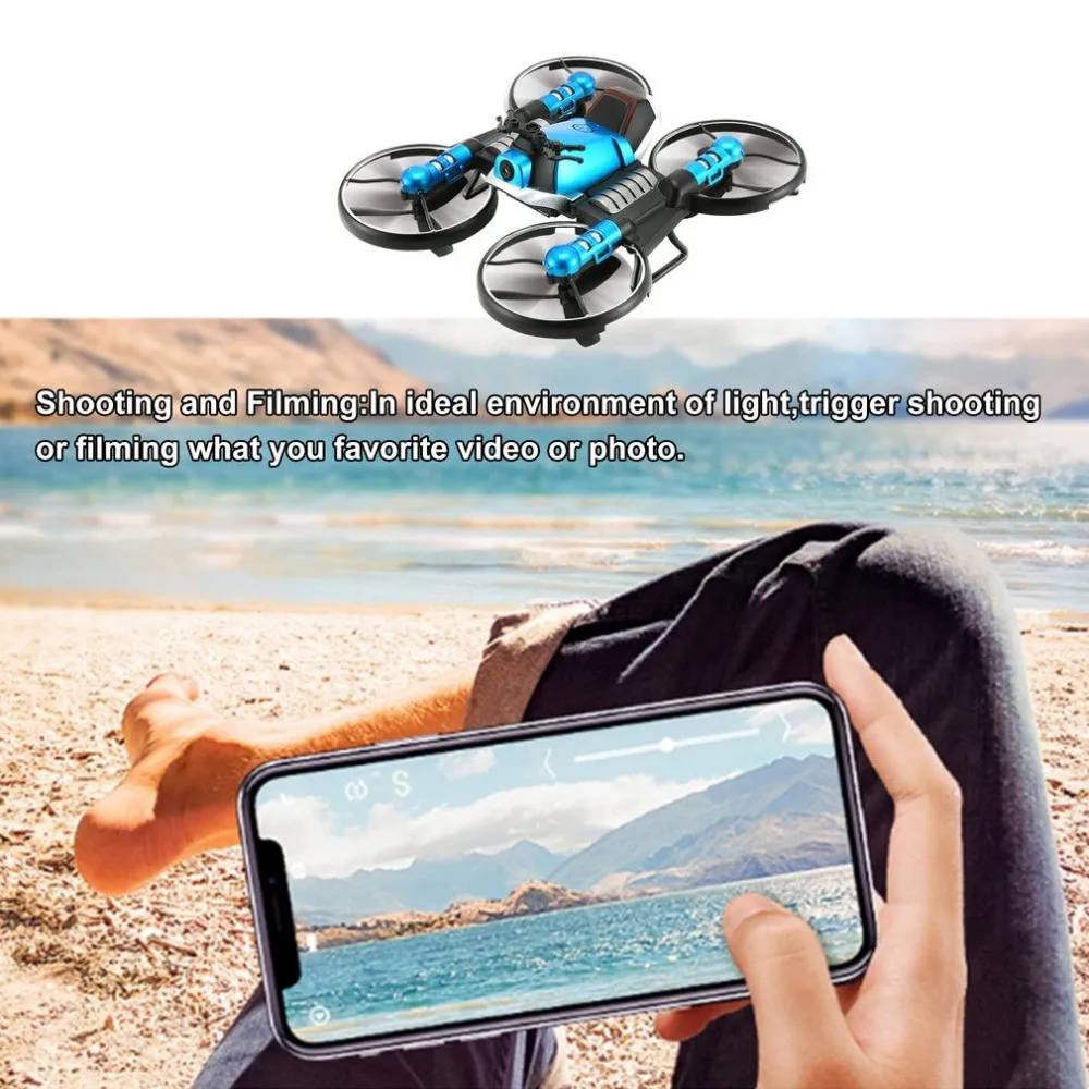 HeHengDa игрушки H6 2,4G 2 в 1 Электрический RC деформация мотоцикл Дрон Wi-Fi управление автомобиль RTR модель