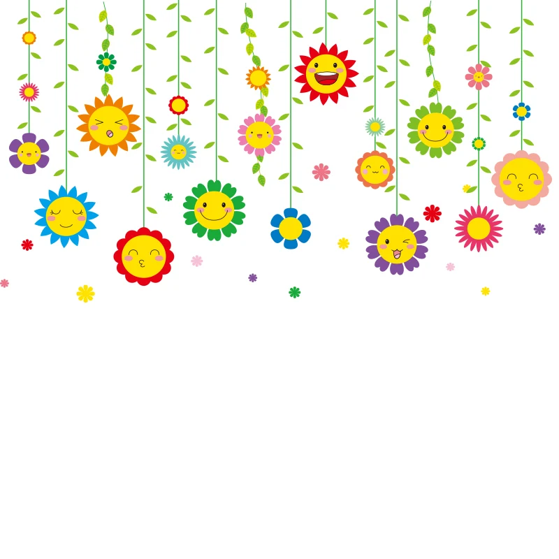 

Cartoon Flower Vine Wall Stickers Vinyl Window Decal Kindergarten Art Mural Kids Children Bedroom Decoration Removable