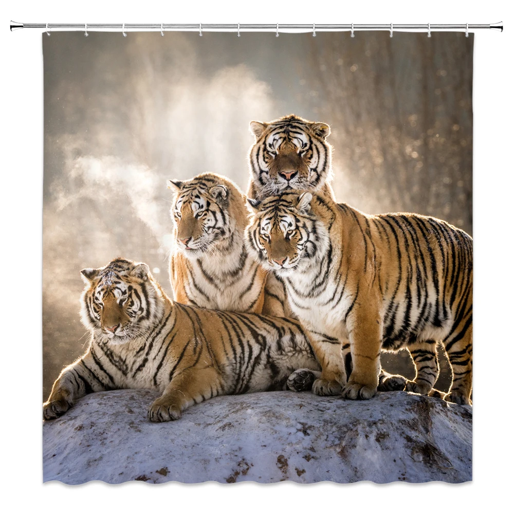 Занавеска для душа с изображением животных тигра слона орангутана s ванной