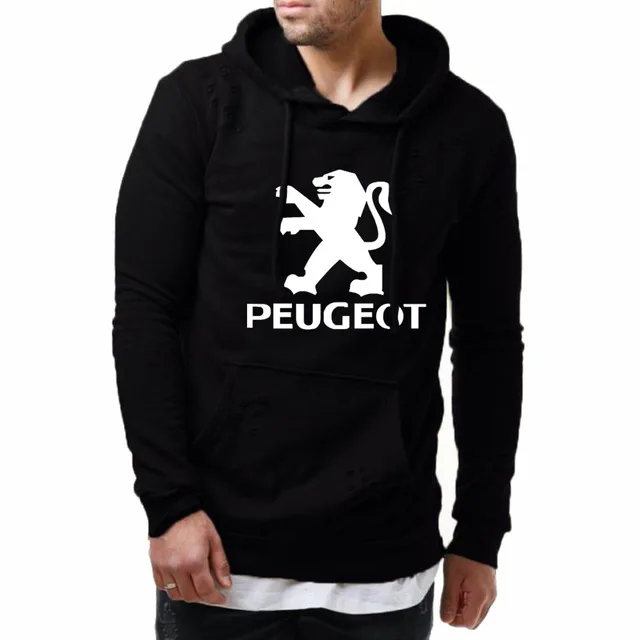 

2020NEW for Peugeot Car Logo Print Spring Autumn unique Hole Hoodies Fashion Solid color Men Sweatshirt Casual Hoody