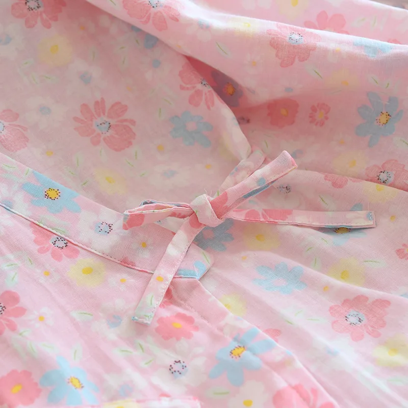 

2021 new style Japanese kimono robe female spring and summer 100% pure cotton gauze night gown thin bathrobe home service yukata